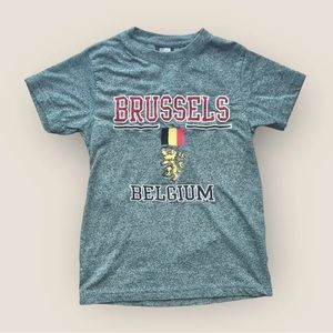 Brussels Belgium Lion T-shirt Kids 6-7y/o Logo dark green Souvenir Pre-Owned